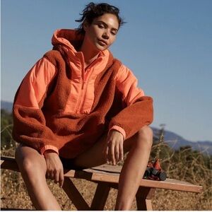 Free People Movement Women's Lead The Pack Fleece Sherpa Quarter Zip Pullover
